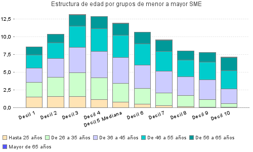 Estructura de edad por grupos de menor a mayor SME