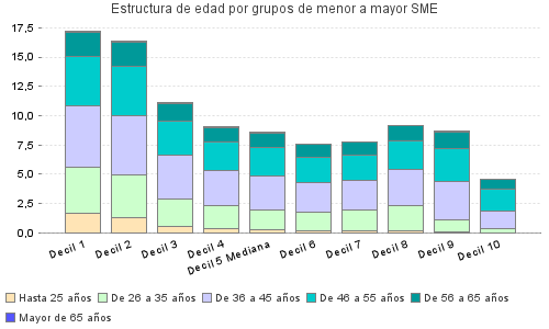 Estructura de edad por grupos de menor a mayor SME
