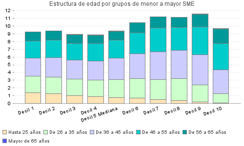 Estructura de edad por grupos de menor a mayor SME