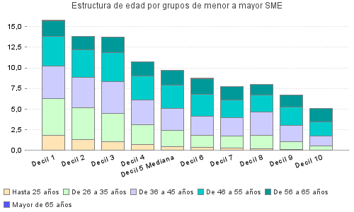 Estructura de edad por grupos de menor a mayor SME
