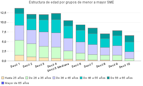 Estructura de edad por grupos de menor a mayor SME
