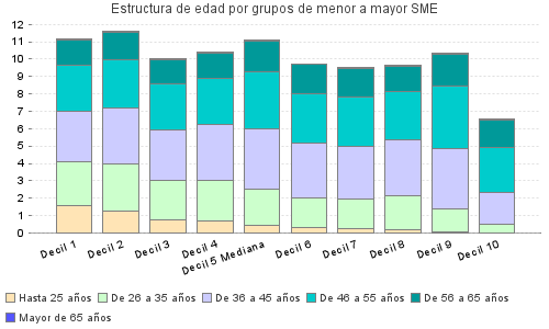 Estructura de edad por grupos de menor a mayor SME
