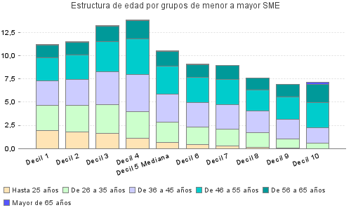 Estructura de edad por grupos de menor a mayor SME