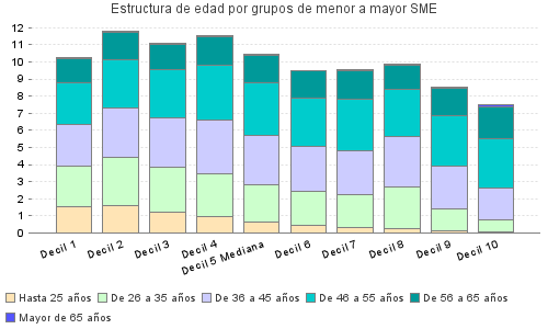 Estructura de edad por grupos de menor a mayor SME