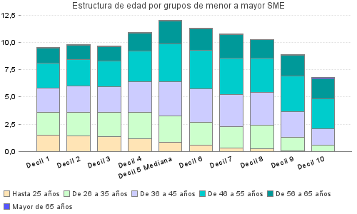 Estructura de edad por grupos de menor a mayor SME