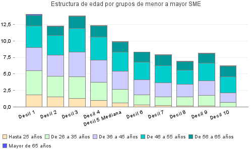 Estructura de edad por grupos de menor a mayor SME