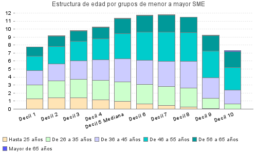 Estructura de edad por grupos de menor a mayor SME