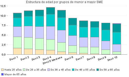 Estructura de edad por grupos de menor a mayor SME
