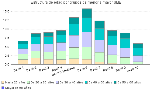 Estructura de edad por grupos de menor a mayor SME