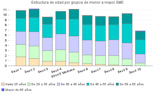 Estructura de edad por grupos de menor a mayor SME