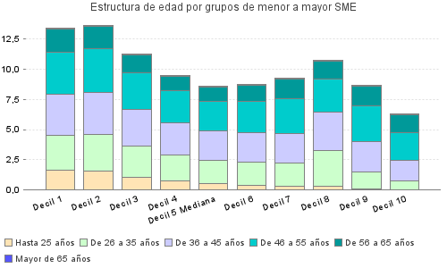 Estructura de edad por grupos de menor a mayor SME