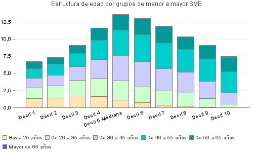 Estructura de edad por grupos de menor a mayor SME