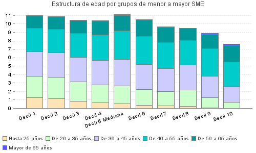 Estructura de edad por grupos de menor a mayor SME