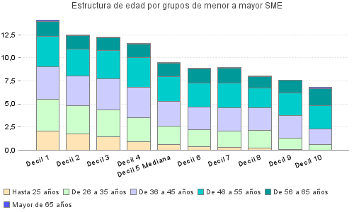 Estructura de edad por grupos de menor a mayor SME