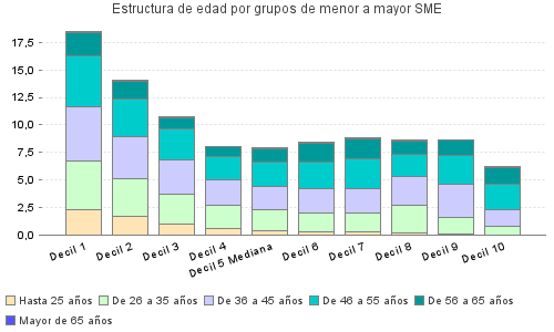 Estructura de edad por grupos de menor a mayor SME