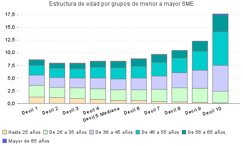 Estructura de edad por grupos de menor a mayor SME