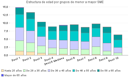 Estructura de edad por grupos de menor a mayor SME