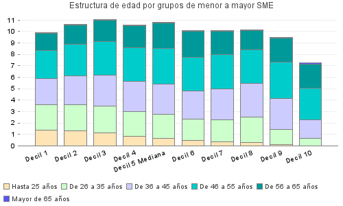 Estructura de edad por grupos de menor a mayor SME