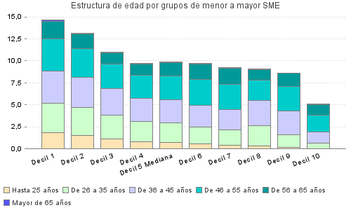 Estructura de edad por grupos de menor a mayor SME