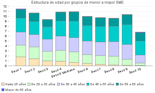 Estructura de edad por grupos de menor a mayor SME