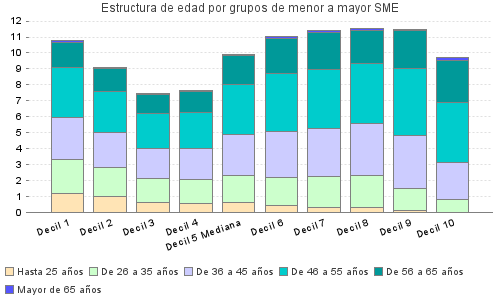 Estructura de edad por grupos de menor a mayor SME