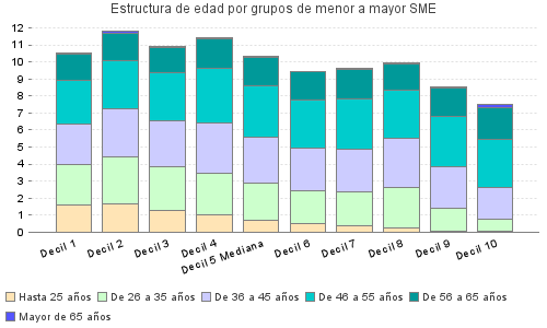 Estructura de edad por grupos de menor a mayor SME