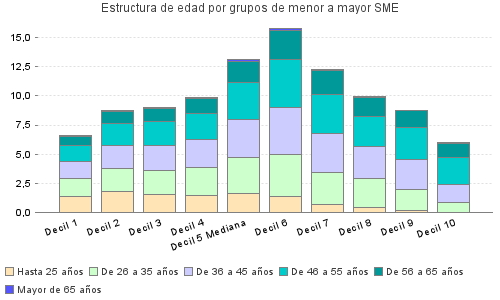 Estructura de edad por grupos de menor a mayor SME