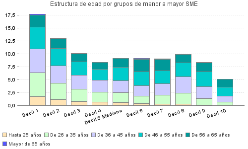 Estructura de edad por grupos de menor a mayor SME