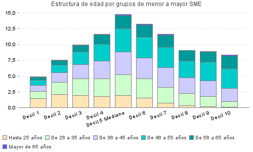 Estructura de edad por grupos de menor a mayor SME