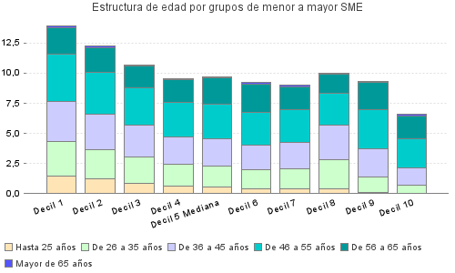 Estructura de edad por grupos de menor a mayor SME