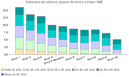 Estructura de edad por grupos de menor a mayor SME