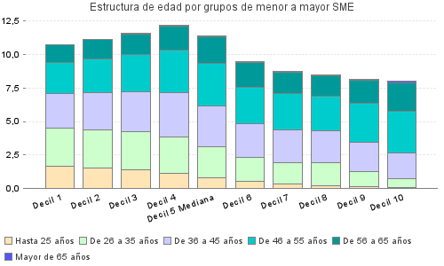 Estructura de edad por grupos de menor a mayor SME