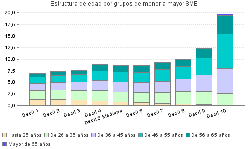 Estructura de edad por grupos de menor a mayor SME