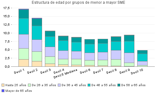 Estructura de edad por grupos de menor a mayor SME