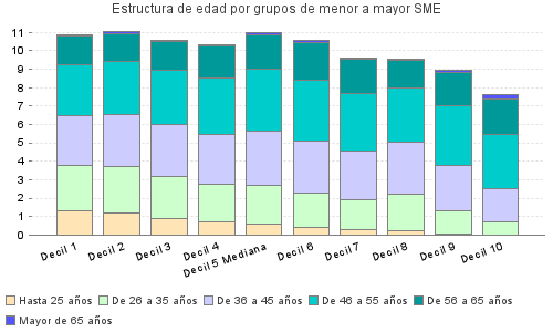 Estructura de edad por grupos de menor a mayor SME