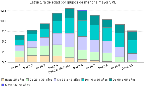 Estructura de edad por grupos de menor a mayor SME