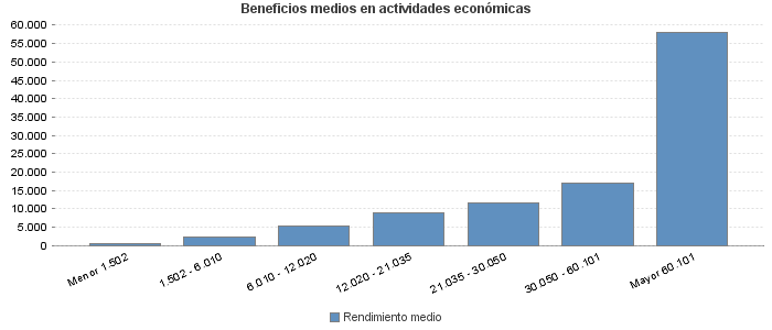 Beneficios medios en actividades económicas