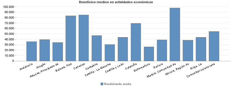 Beneficios medios en actividades económicas