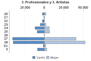 2. Profesionales y 3. Artistas