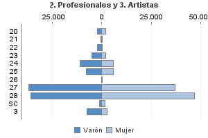 2. Profesionales y 3. Artistas