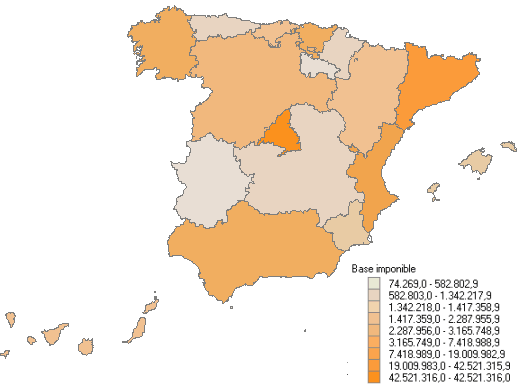 Distribución por Comunidades Autónomas del importe