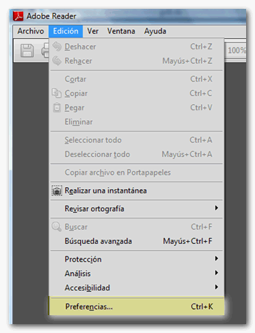 Preferencias Adobe Reader