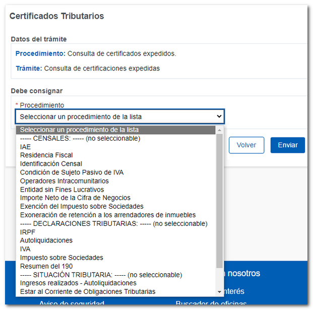 Selección del certificado