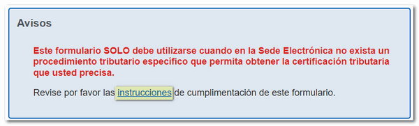 Aviso e instrucciones