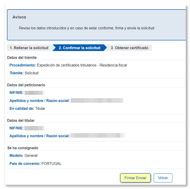 confirmar datos solicitud