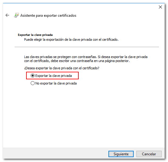 Google Chrome exportar clave privada