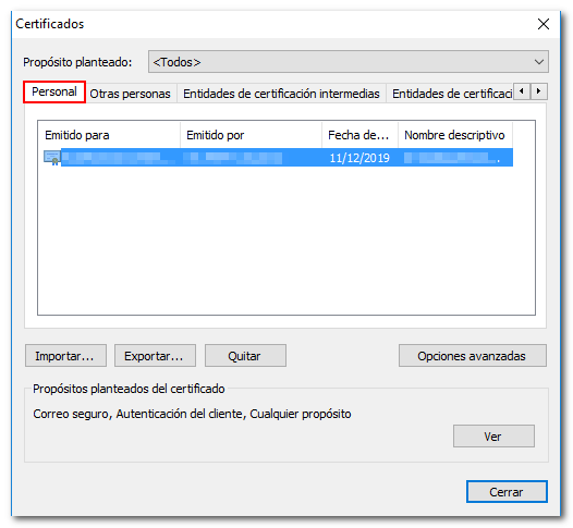Google chrome certificado personal