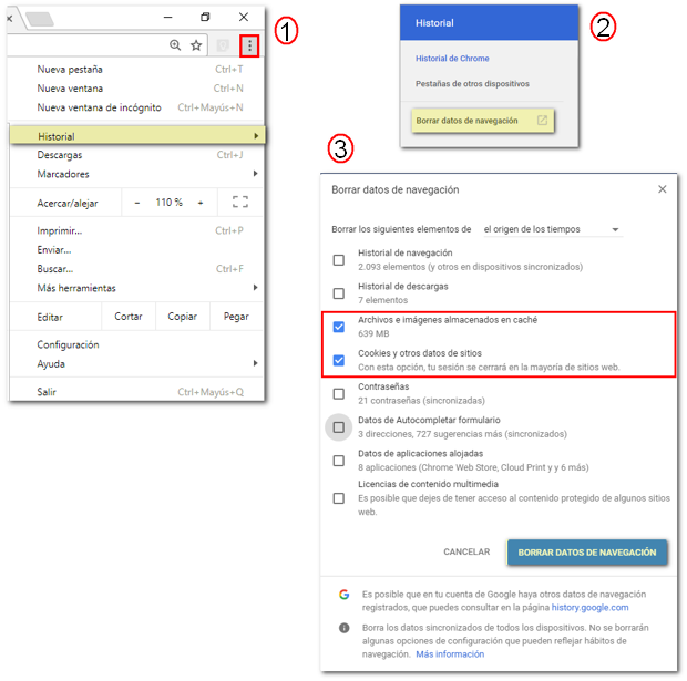 Imagen de archivos temporales de Google Chrome