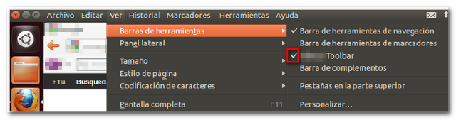 Ver, desactivar toolbar