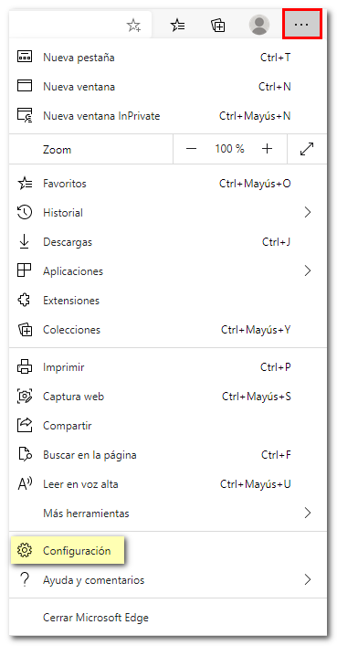Configuración en Edge